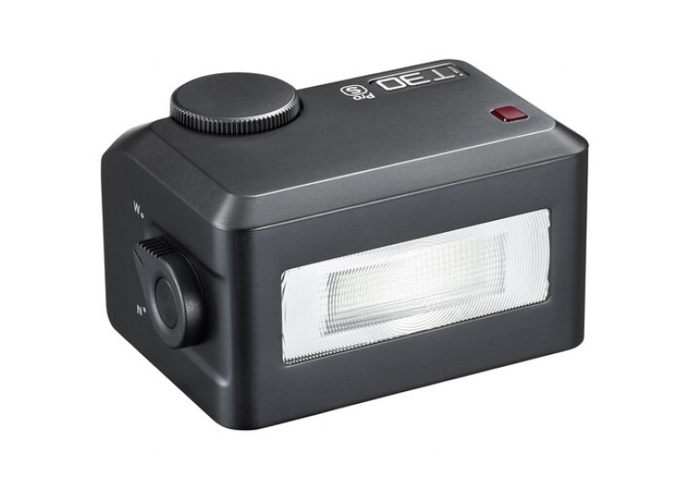 Godox iT30 S Pro compact on-camera flash: rectangular black body, large Fresnel front window, knurled top dial, “iT30 S Pro” label and small status window