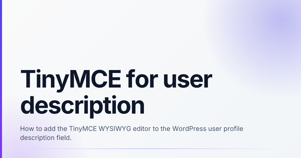 TinyMCE for user description | Roman's notes